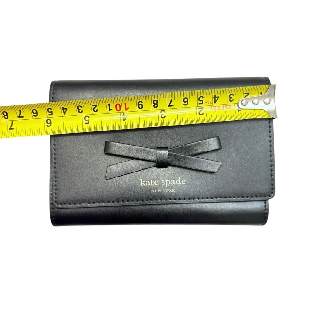 Kate Spade Black Leather Wallet with Bow Accent